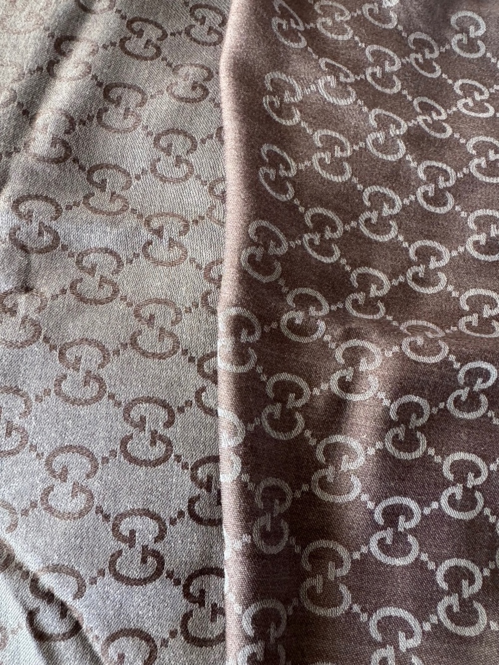 Gucci Authentic Double Sided GG Jacquard Brown Scarf